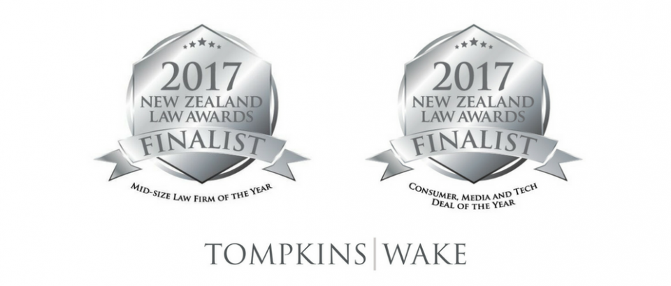 Tompkins Wake double finalist at 2017 New Zealand Law Awards.