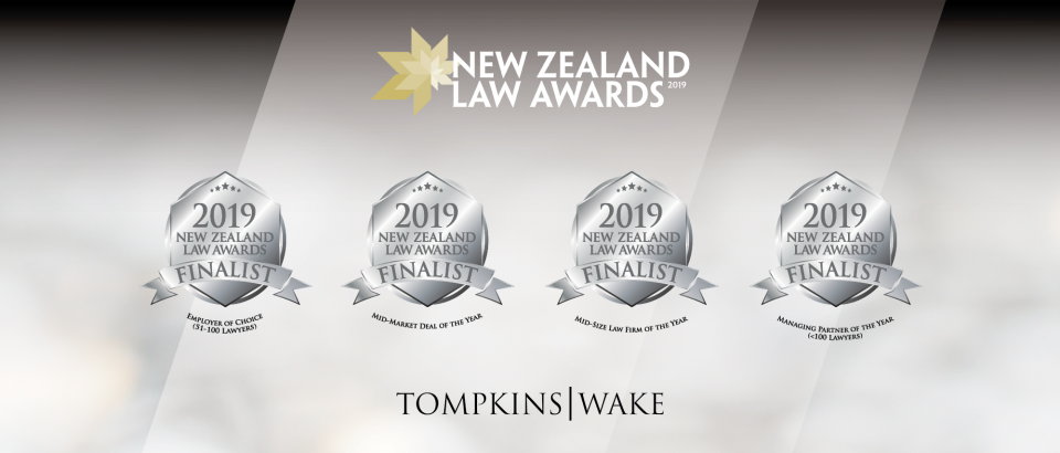 Tompkins Wake a quadruple finalist in the 2019 NZ Law Awards